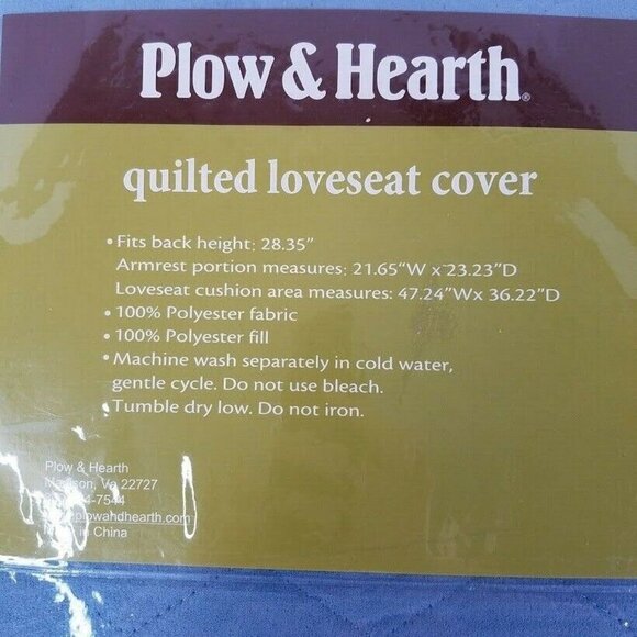 Plow & Hearth Quilted Loveseat Cover Light Blue Imitation Suede Fabric - Picture 3 of 5